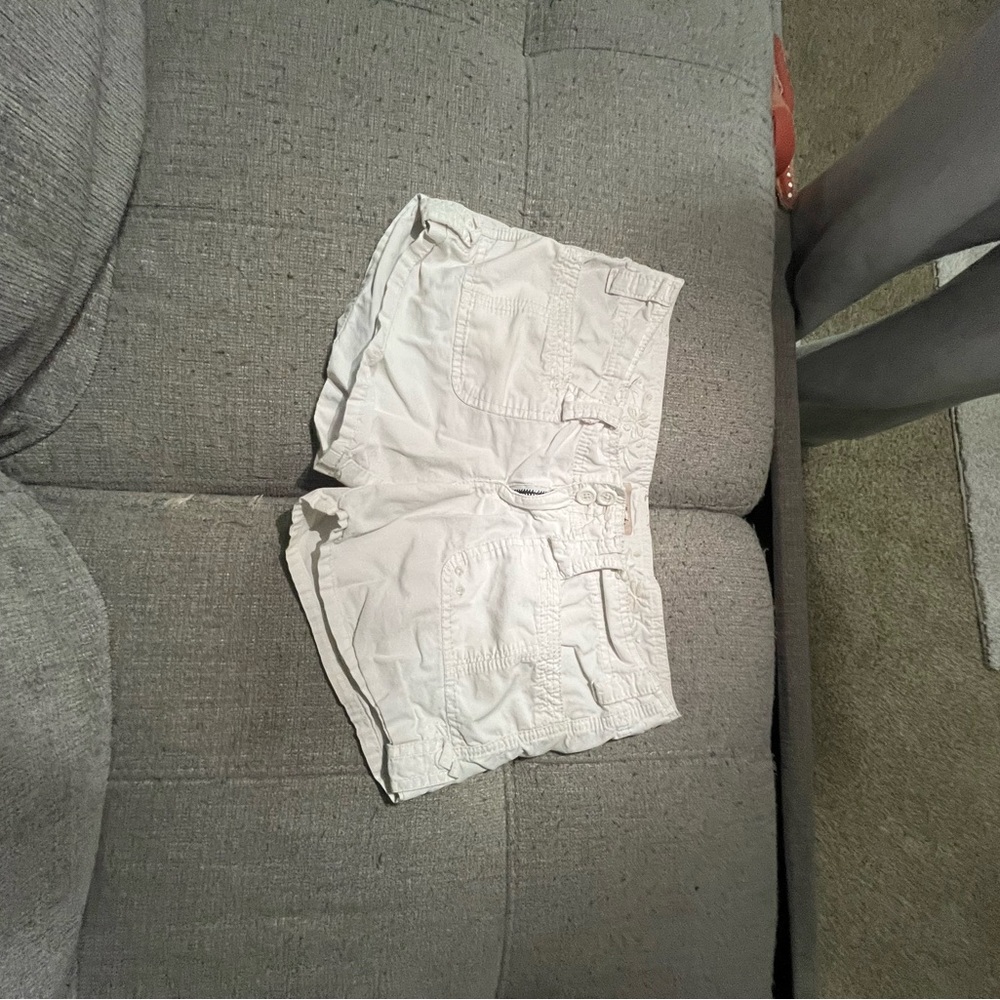 Hollister White Cargo Shorts with Pockets